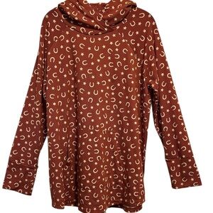 LuLaRoe Rust Horseshoe and Star Hoodie XL